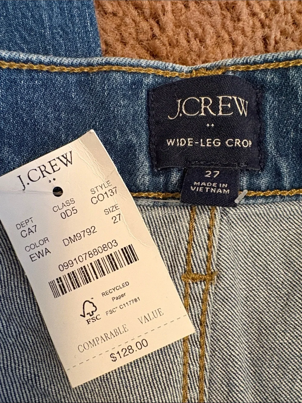 NWT! J. Crew Wide Leg Crop Blue Jeans